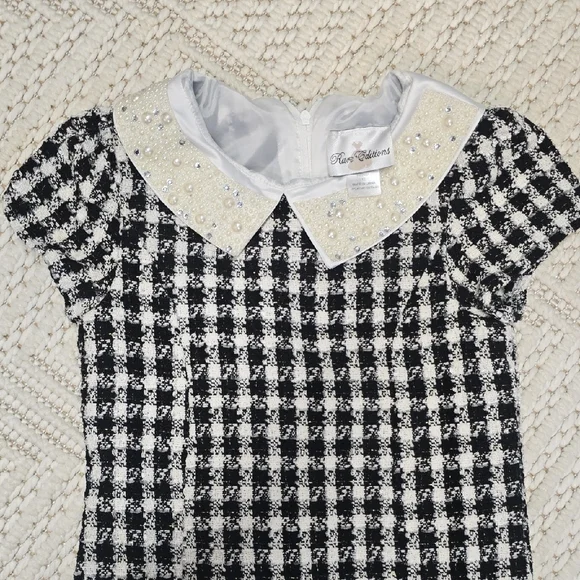 Rare Editions Black and White Plaid Kids Dress - Picture 2 of 11